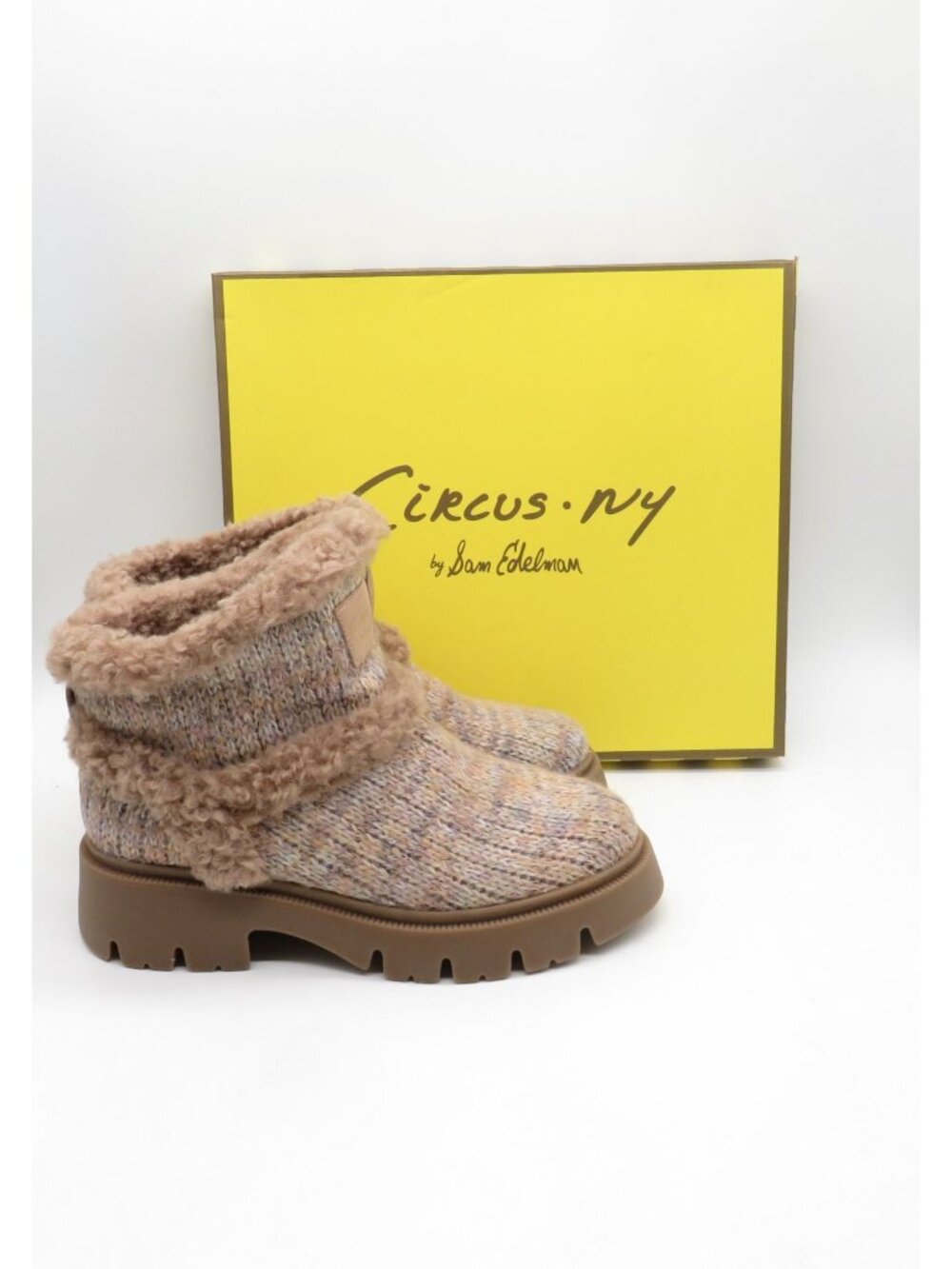 Circus By Sam Edelman Clare Natural Knit Faux Shearling Boots Size 7 NEW $130